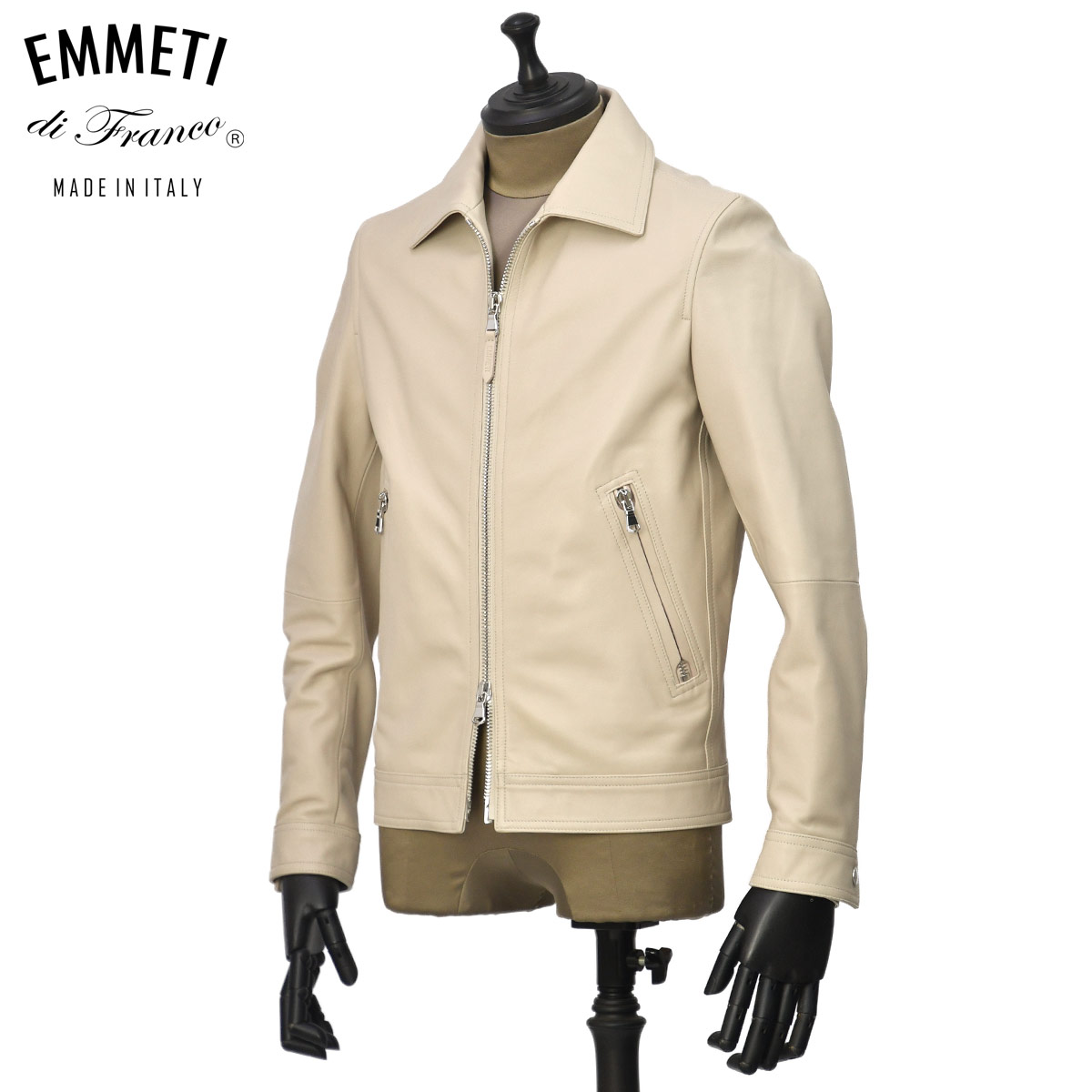 美品■エンメティ　シングル　ライダースジャケット　ラムレザー　ベージュ　50 楽天市場】エンメティ EMMETI シングルライダースジャケット メンズ
