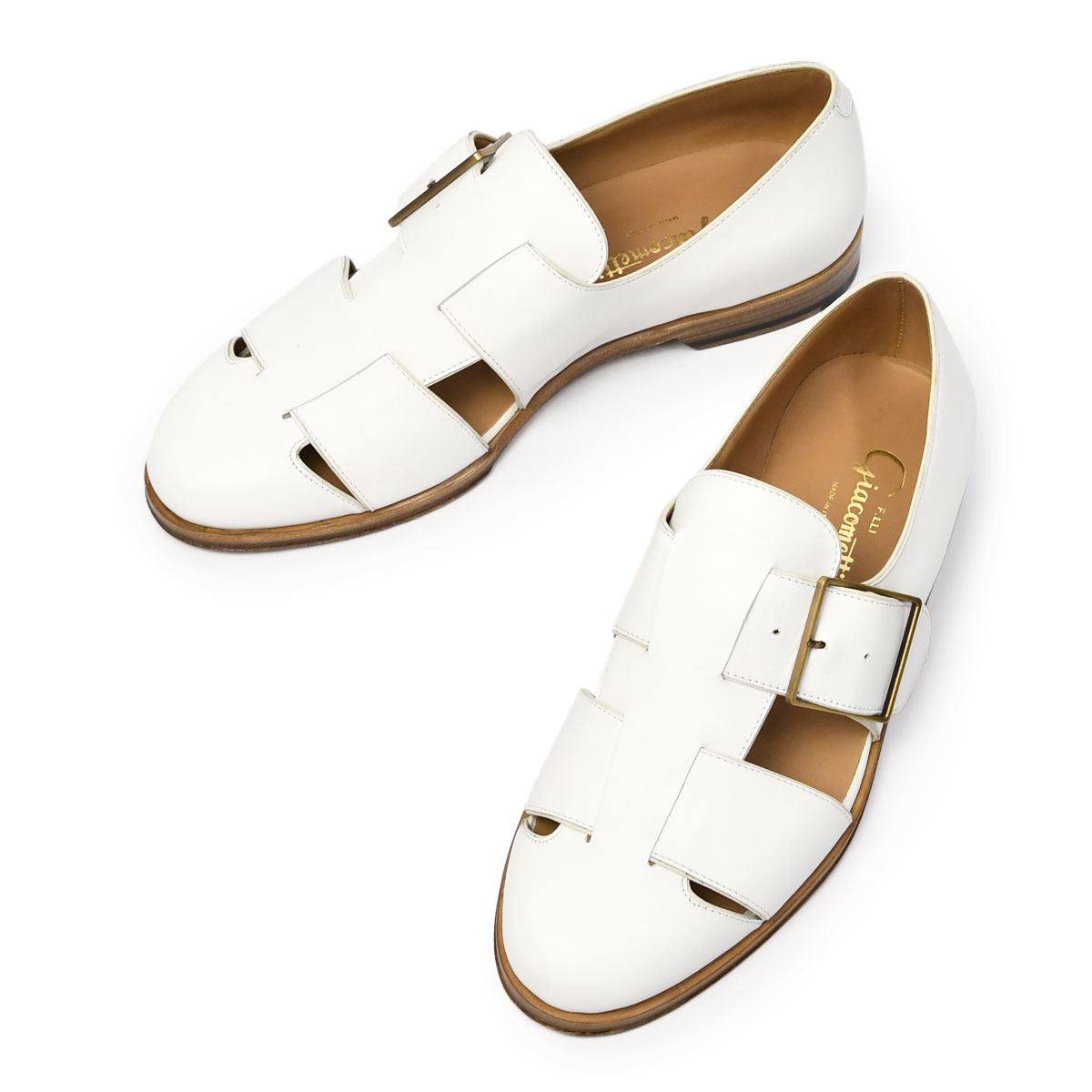 Giacometti ホワイト レザー スリッポン　37 F.LLI GIACOMETTI Giacometti【フラテッリ ジャコメッティ
