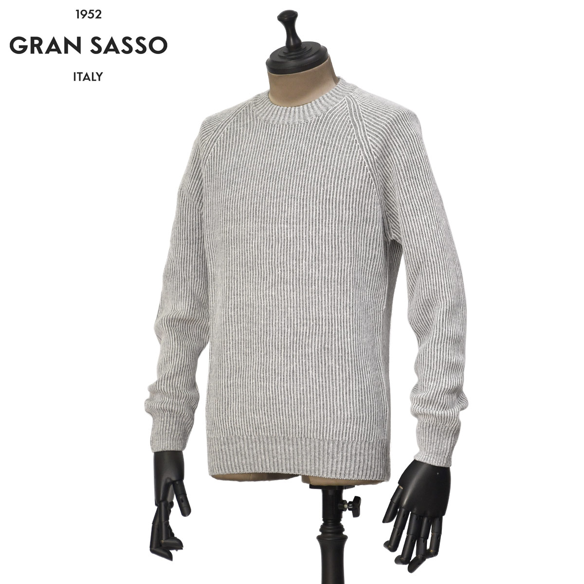 GRAN SASSO グレー クルーネックセーター Gran Sasso（グランサッソ） GRAN SASSO【グランサッソ】リブクルー