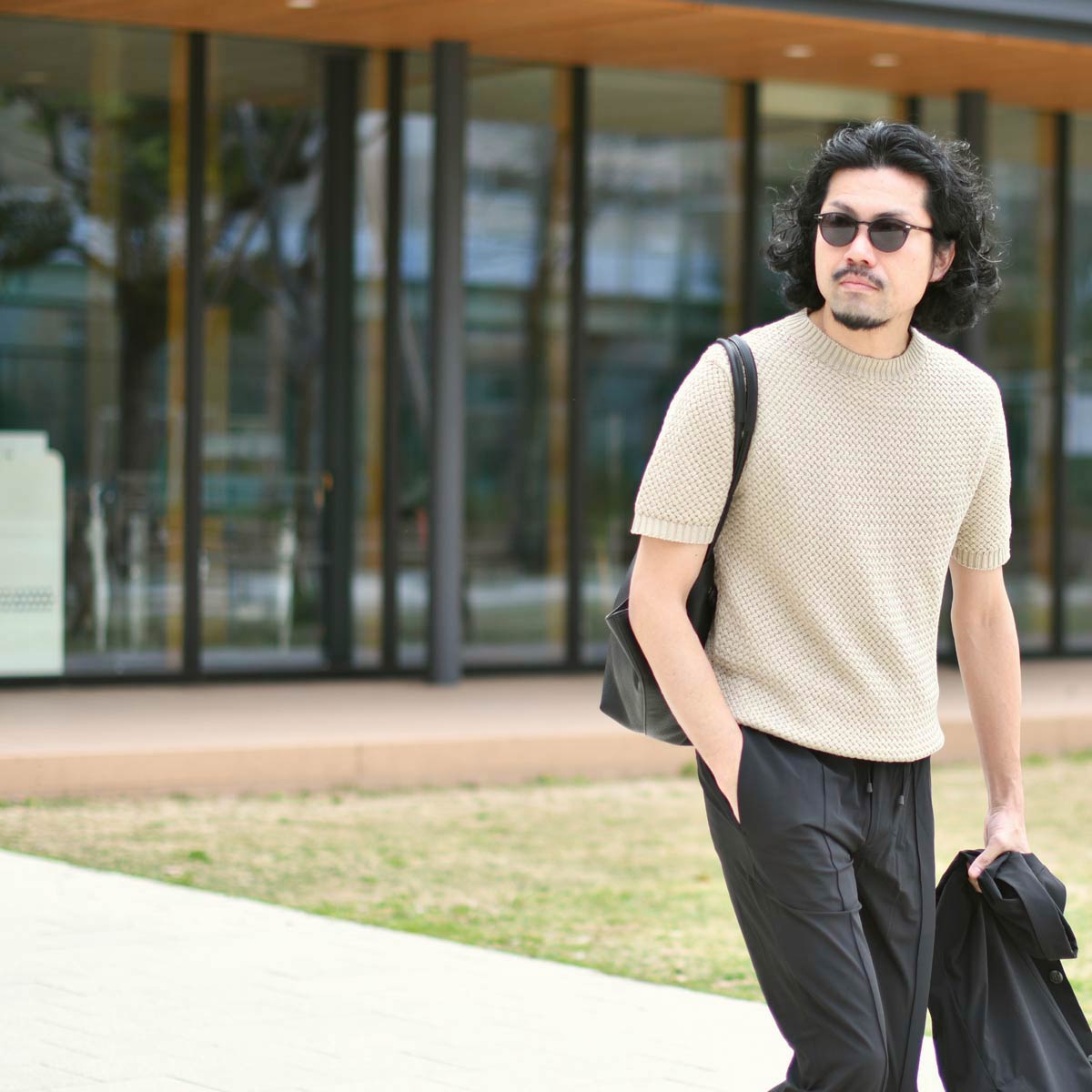 Settefili Cashmereコットンリネンクルーネックニットベージュ48 Settefili Cashmere【セッテフィーリ カシミア】クルーネック