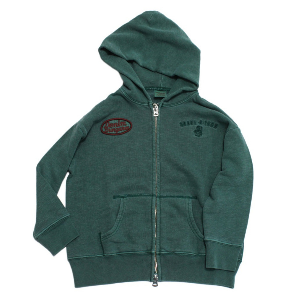 美品☆DENIM&DUNGAREE パーカージャケット　160　ペイント柄 DENIM DUNGAREE（デニムアンドダンガリー） パーカー 