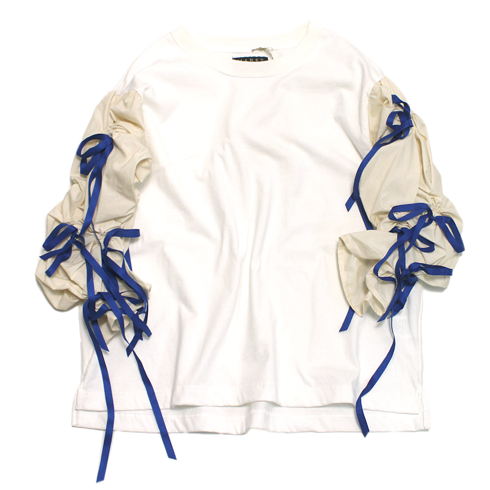 セール 「20%OFF」 売れ筋商品|||長袖Tシャツ "MARET マレ" 天竺オペラカーテンリボンT(7分袖) ブラック(2) セール 「30%OFF」 長袖Tシャツ 
