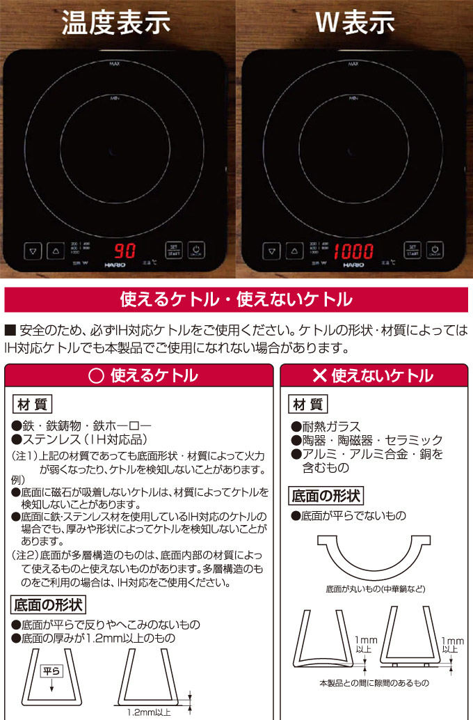 IHヒーター ドリップケトル用 卓上 小型 ハリオ 温度調節 HARIO EDI-1