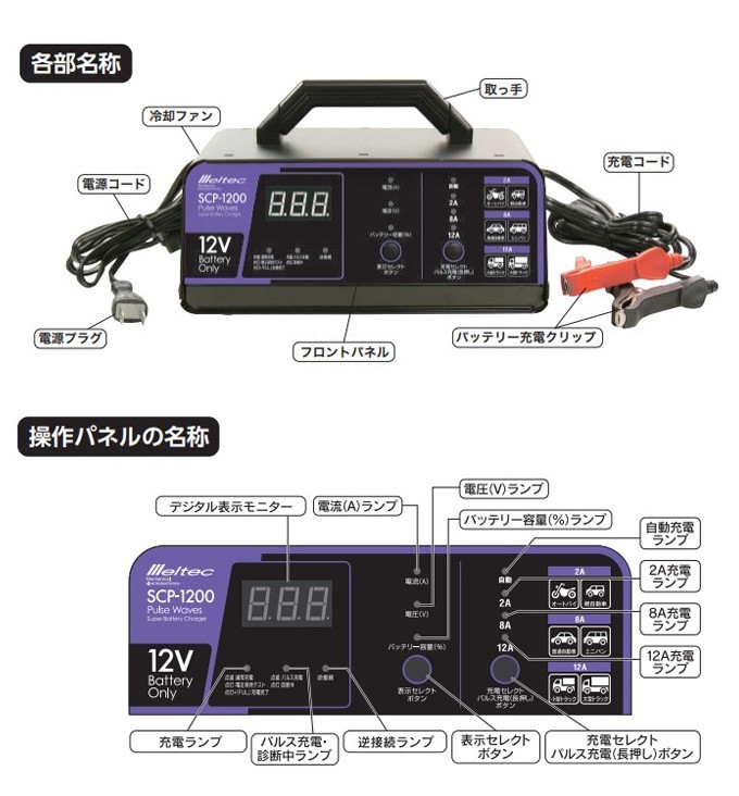 マーケットマーケットバッテリー充電器 車 12V 全自動パルス充電器 大