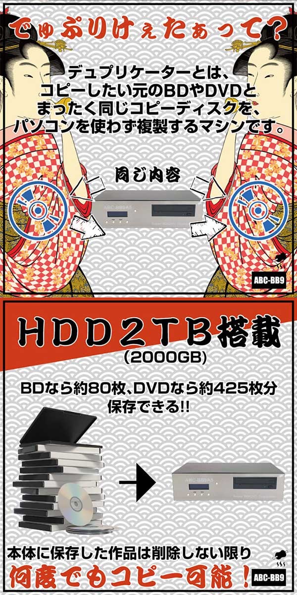 楽天市場 最高級 デュプリケーター ブルーレイ Dvd デュプリケーター テッパン Abc Bb9 R1 Pc不要のコピーマシン Blu Ray 2tb 2000gb お買い物マラソン 防犯対策館