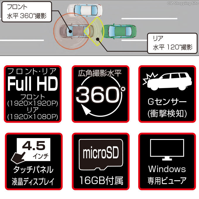 ドライブレコーダー 360度 リアカメラ 前後 2カメラ KEIYO AN-R096 慶洋エンジニアリング ドラレコ : an-r096 : シズ  ショッピングサイト ヤフー店 - 通販 - Yahoo!ショッピング