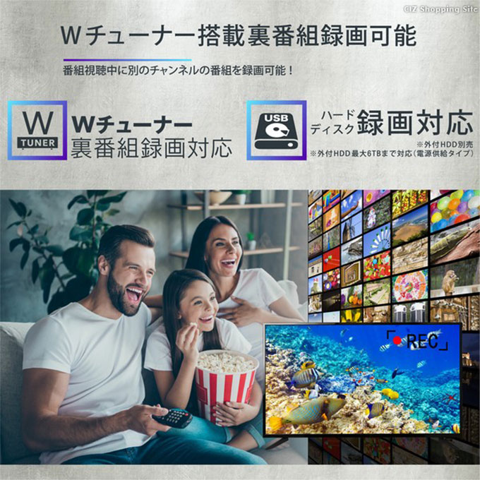 テレビ 43型 新品 液晶テレビ Wチューナー搭載 BS CS 対応 外付けHDD