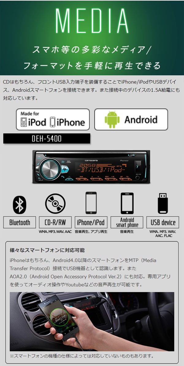 Amazon | パイオニア オーディオ DEH-5400 1D CD Bluetooth USB