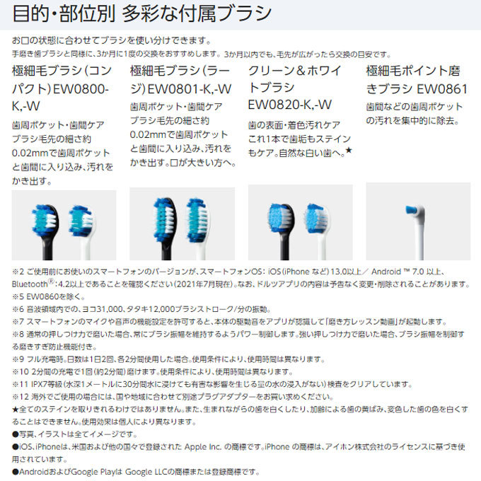 パナソニック 電動歯ブラシ 音波振動ハブラシ ドルツ EW-DP55 全3色