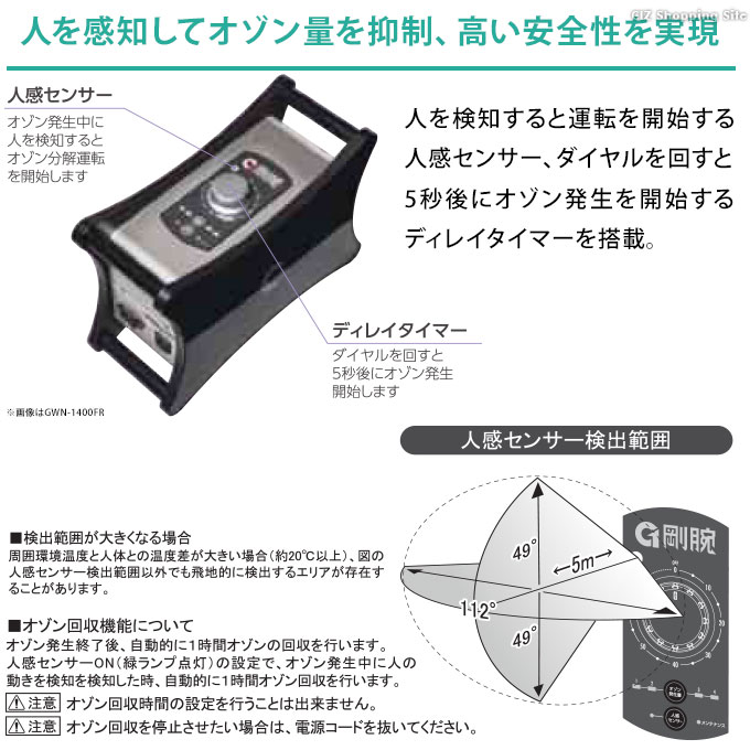 オゾン脱臭機 業務用 剛腕1400 オーニット オゾン発生器 ポータブル 