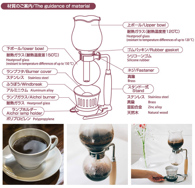 コーヒーサイフォン コーヒーサイホン サイフォン式コーヒーメーカー ハリオ HARIO はな おしゃれ 期間限定 復刻版 2杯用 耐熱ガラス製  HCAF-2