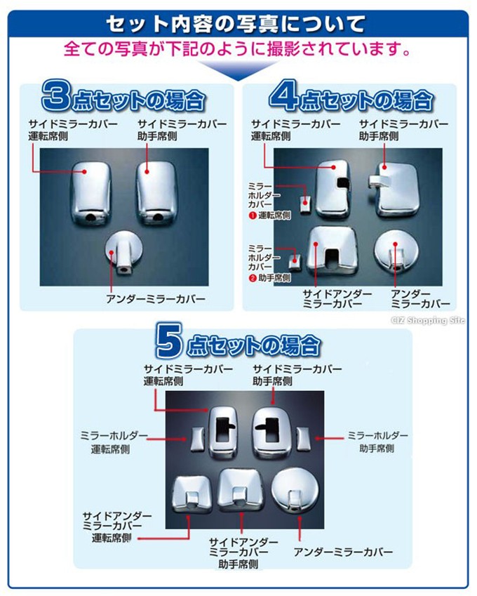 いすゞ ギガトラクター H6.12〜H21.4 メッキ ミラーカバー 4点セット