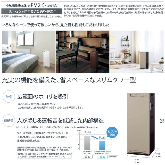 加湿空気清浄機 ダイキン 加湿ストリーマ空気清浄機 MCK55Y 全3色 2.7リットル リモコン付き