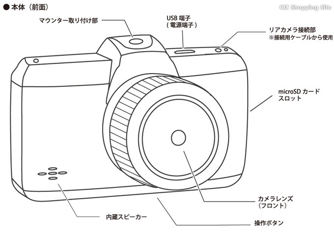 ドライブレコーダー 前後 2カメラ 12V専用 HDR機能 Gセンサー 200万