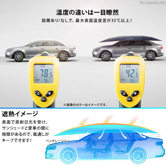 電動マイカーサンシェード ポータブル電動カーアンブレラ バッテリー内蔵 充電式 (メーカー直送)