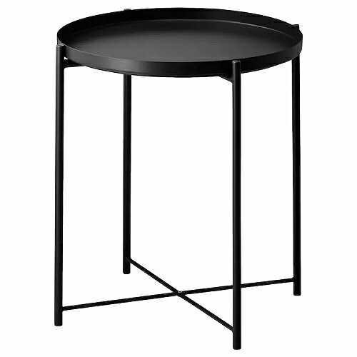 【美品/送料込み】黒　ガラス　円形テーブル ベットサイドテーブル　IKEA イケア サイドテーブル｜テーブル｜家具、インテリア おすすめ