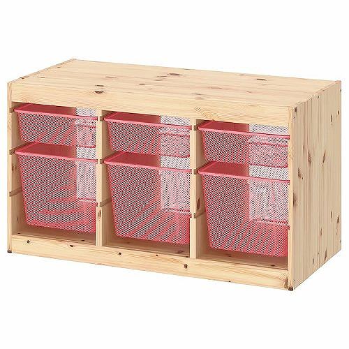 IKEA イケア TROFAST トロファスト 収納コンビネーション パイン メッシュボックスSサイズx3個 Mサイズx3個 93x44x53cm v0019_5