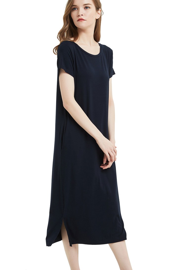 Tシャツ ワンピース ひざ下 レディース 半袖 春 ゆったり レーヨン ルームウェア Tワンピ ミディ丈 膝丈 30代 40代 ファッション 174 174 ルシェルクレール Le Ciel Clair 通販 Yahoo ショッピング