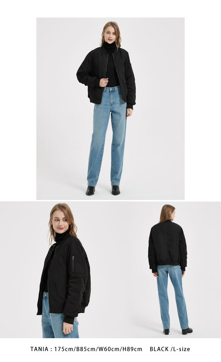 MA-1 レディース ma1 ブルゾン 中綿入り 暖かいアウター フライトジャケット MA1