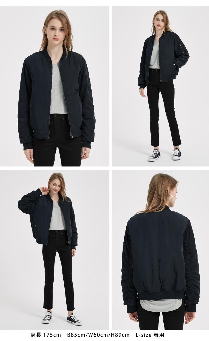 MA-1 レディース ma1 ブルゾン 中綿入り 暖かいアウター フライトジャケット MA1
