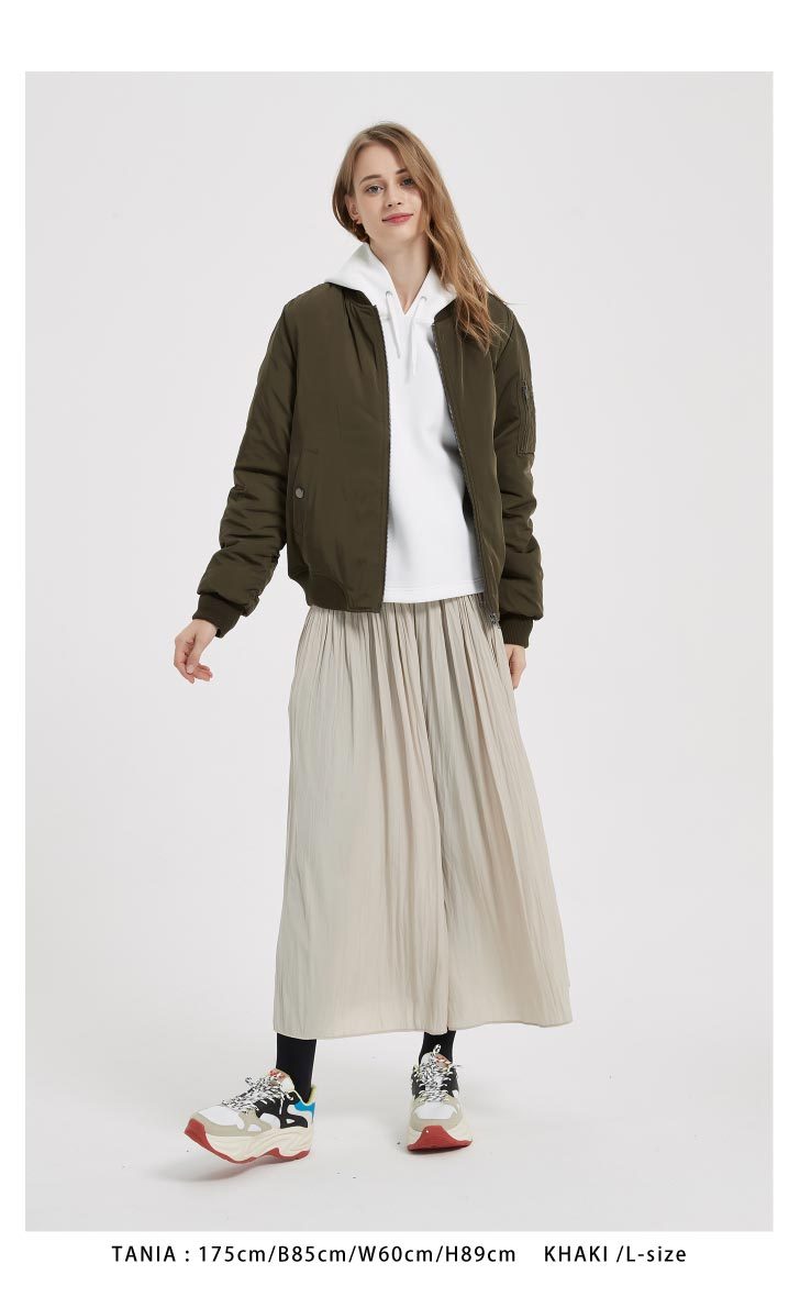 MA-1 レディース ma1 ブルゾン 中綿入り 暖かいアウター フライトジャケット MA1