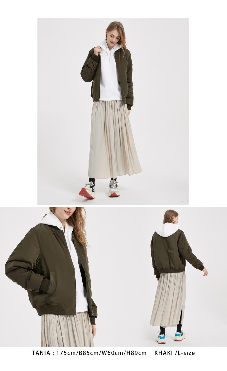 MA-1 レディース ma1 ブルゾン 中綿入り 暖かいアウター フライトジャケット MA1