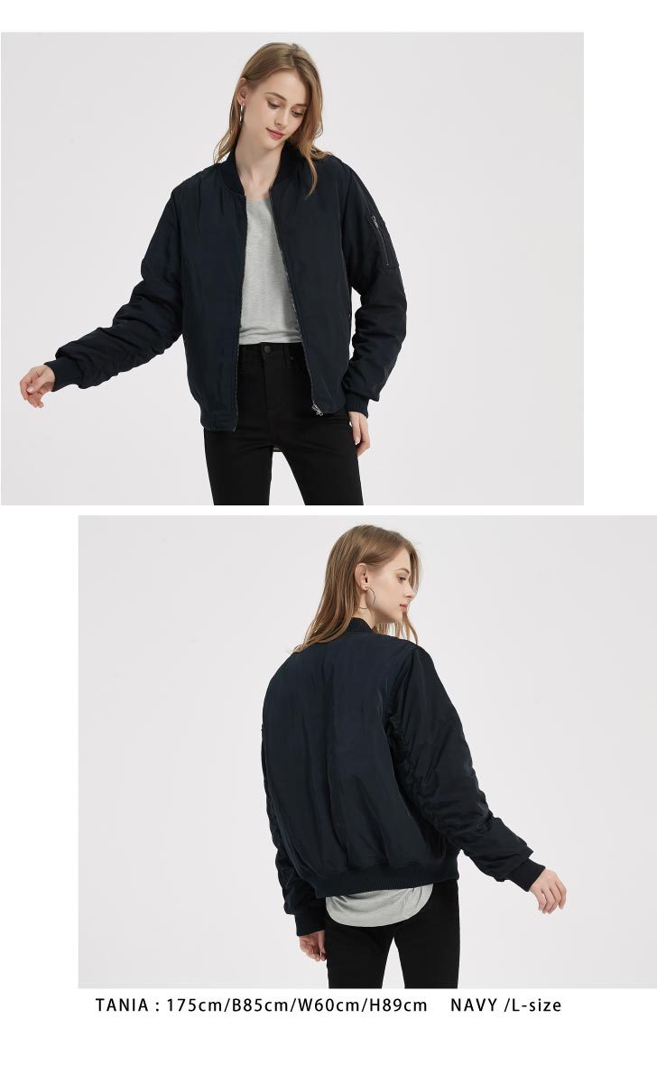 MA-1 レディース ma1 ブルゾン 中綿入り 暖かいアウター フライトジャケット MA1