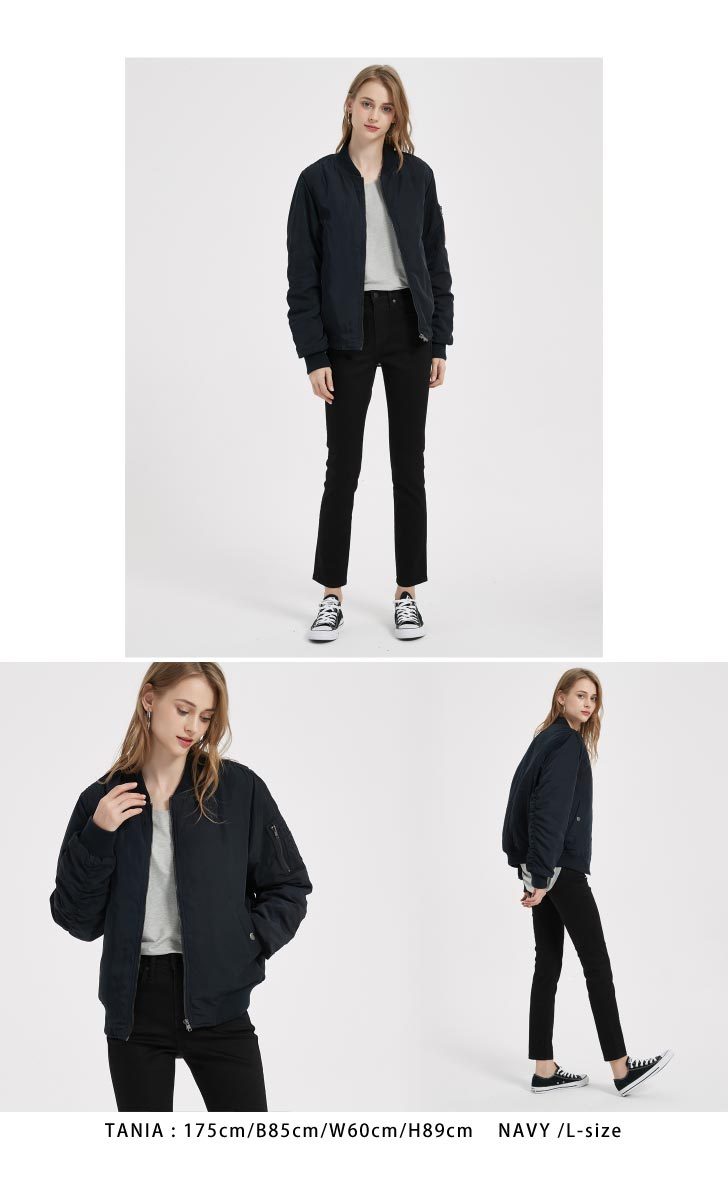 MA-1 レディース ma1 ブルゾン 中綿入り 暖かいアウター フライトジャケット MA1