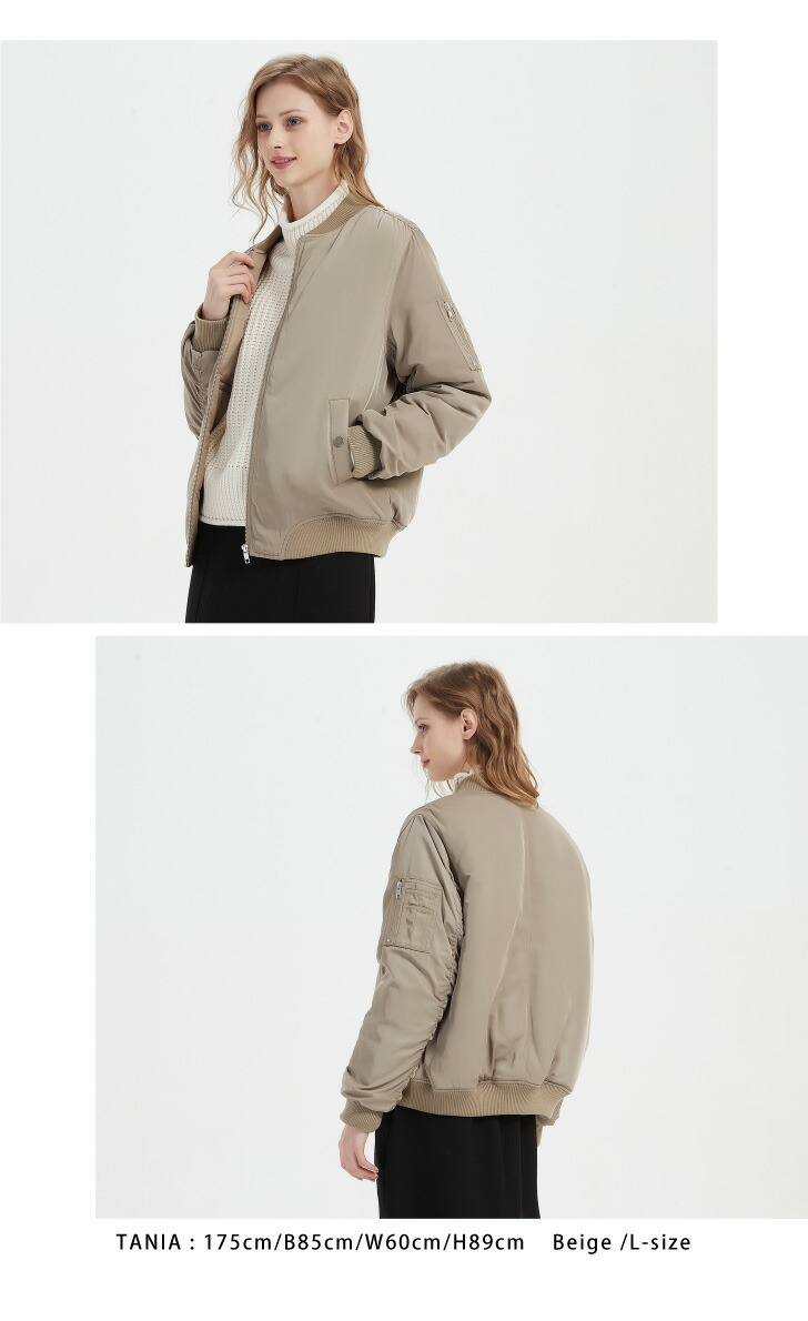 MA-1 レディース ma1 ブルゾン 中綿入り 暖かいアウター フライトジャケット MA1