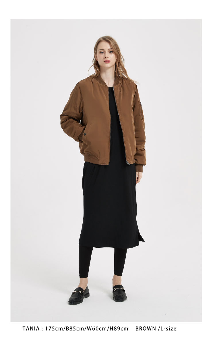 MA-1 レディース ma1 ブルゾン 中綿入り 暖かいアウター フライトジャケット MA1