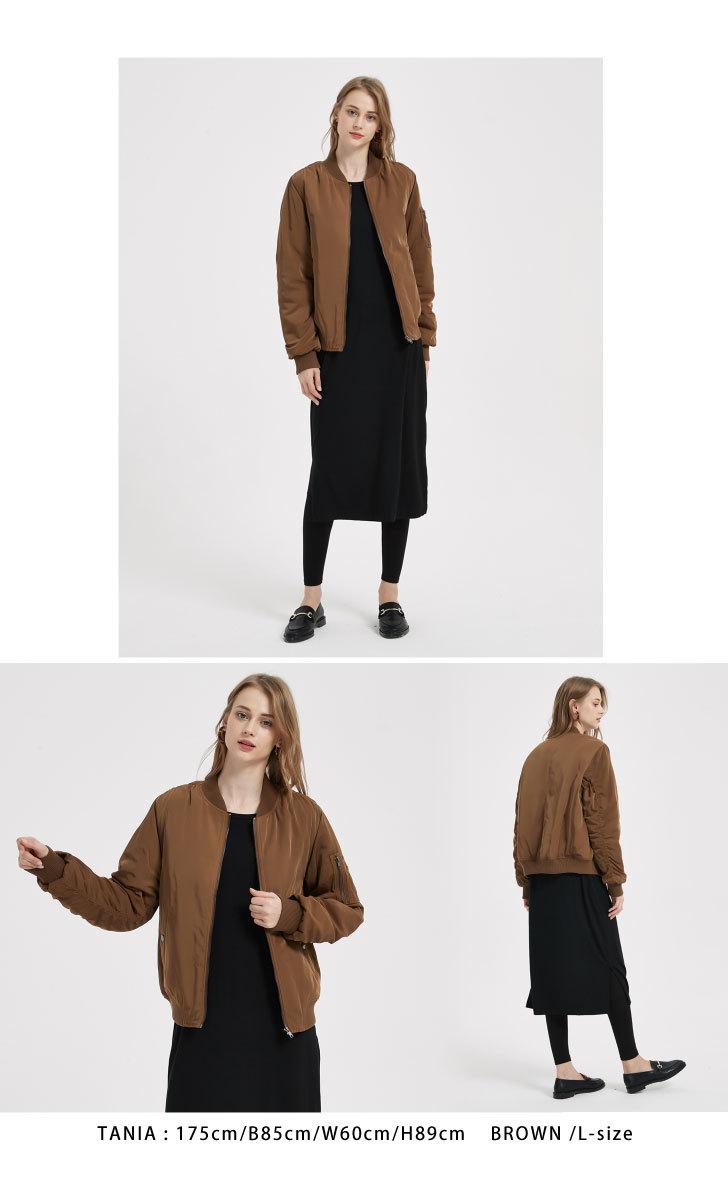 MA-1 レディース ma1 ブルゾン 中綿入り 暖かいアウター フライトジャケット MA1