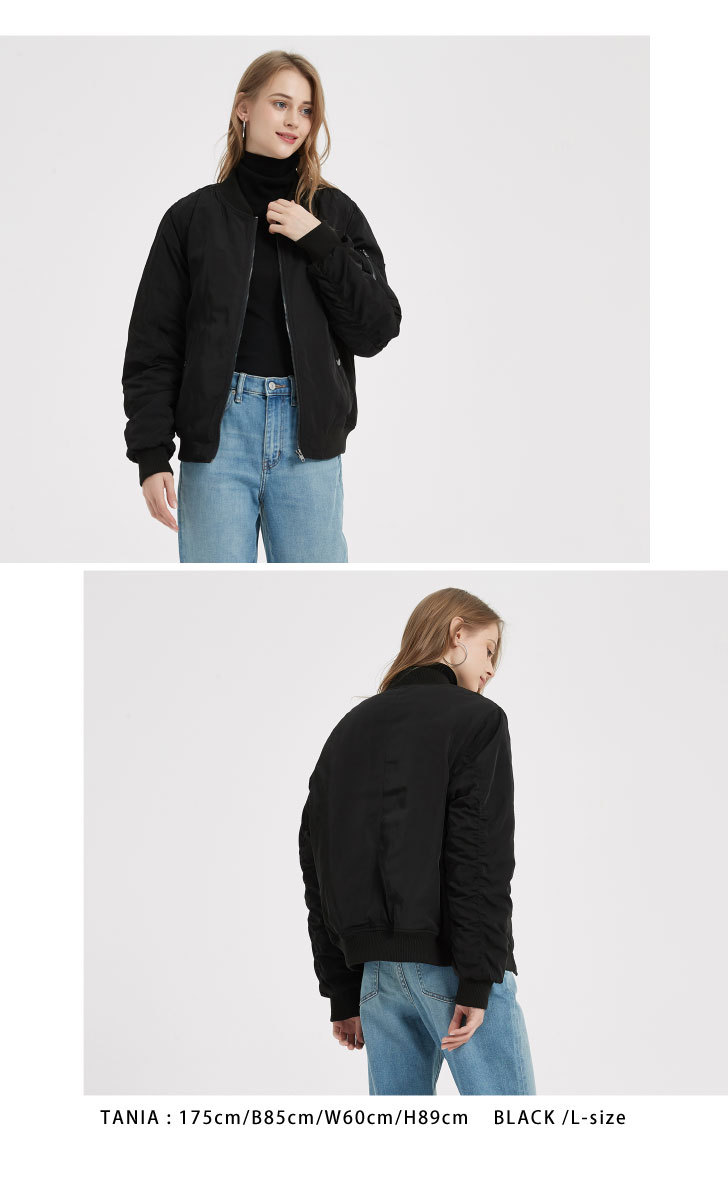 MA-1 レディース ma1 ブルゾン 中綿入り 暖かいアウター フライトジャケット MA1