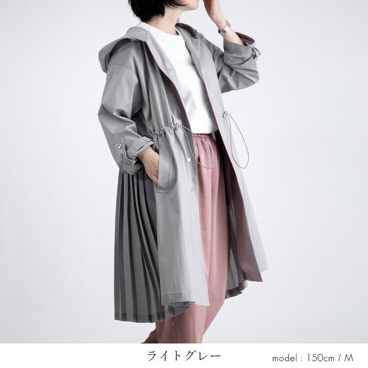 送料無料】 360度オシャレな、後ろプリーツコート 2色 M-L