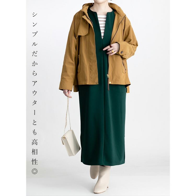 【送料無料/再入荷】 キーネックジャンパースカート 3色 M-L 洗える レディース トップス ワンピース ジャンスカ スカート サロペット 楽ちん 通年 ストレッチ |  | 03