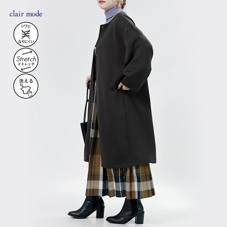 【登場】【送料無料/再入荷】 ダンボールニットコート 5色 M-L 洗える 防シワ 長袖 レディース アウター コート 春コート ブラインドホック ノーカラー ぽわん袖 |  | 05