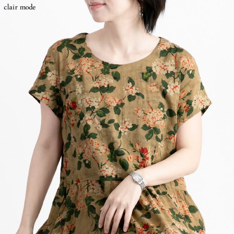 【送料無料/再入荷】 夏柄ワンピース 20柄 M L 洗える 半袖 レディースファッション トップス ワンピース 体型カバー フレア サマーワンピ リゾート気分 夏 |  | 01
