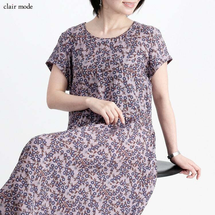 【送料無料/再入荷】 夏柄ワンピース 20柄 M L 洗える 半袖 レディースファッション トップス ワンピース 体型カバー フレア サマーワンピ リゾート気分 夏 |  | 04