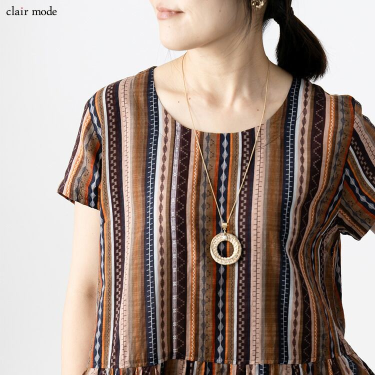 【送料無料/再入荷】 夏柄ワンピース 20柄 M L 洗える 半袖 レディースファッション トップス ワンピース 体型カバー フレア サマーワンピ リゾート気分 夏 |  | 14