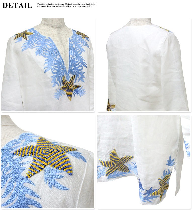 ラウンド リネンチュニック Hawaii Sea The By Angels 夏 おしゃれ トップス リゾート ハワイ ホワイト 白 刺繍 おしゃれ トップス ハワイ スターフィッシュエンブロイダリー 麻 白 525w ホワイト Tシャツ カットソー Meorboston Org