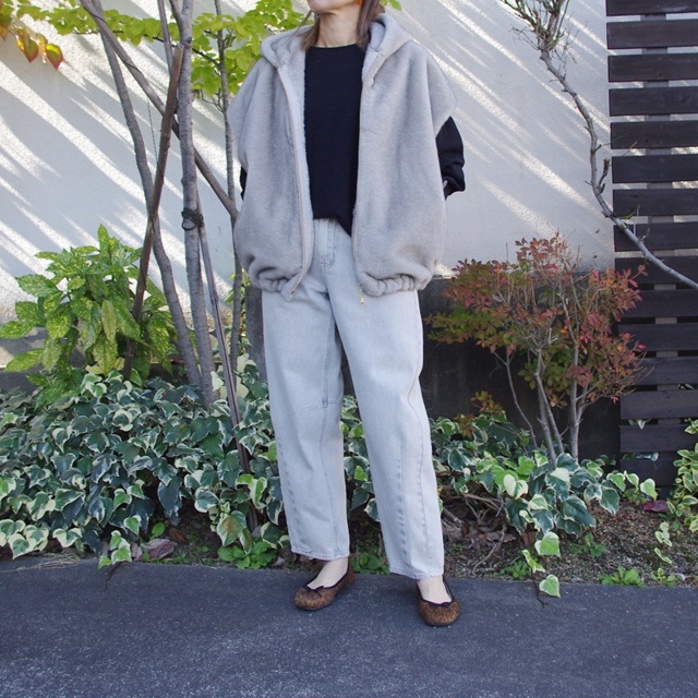 PASSIONE（パシオーネ） フード付きファーポンチョ エコファー ミンク