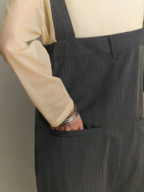 Brown&Street ピンストライプオーバーオール オールインワン