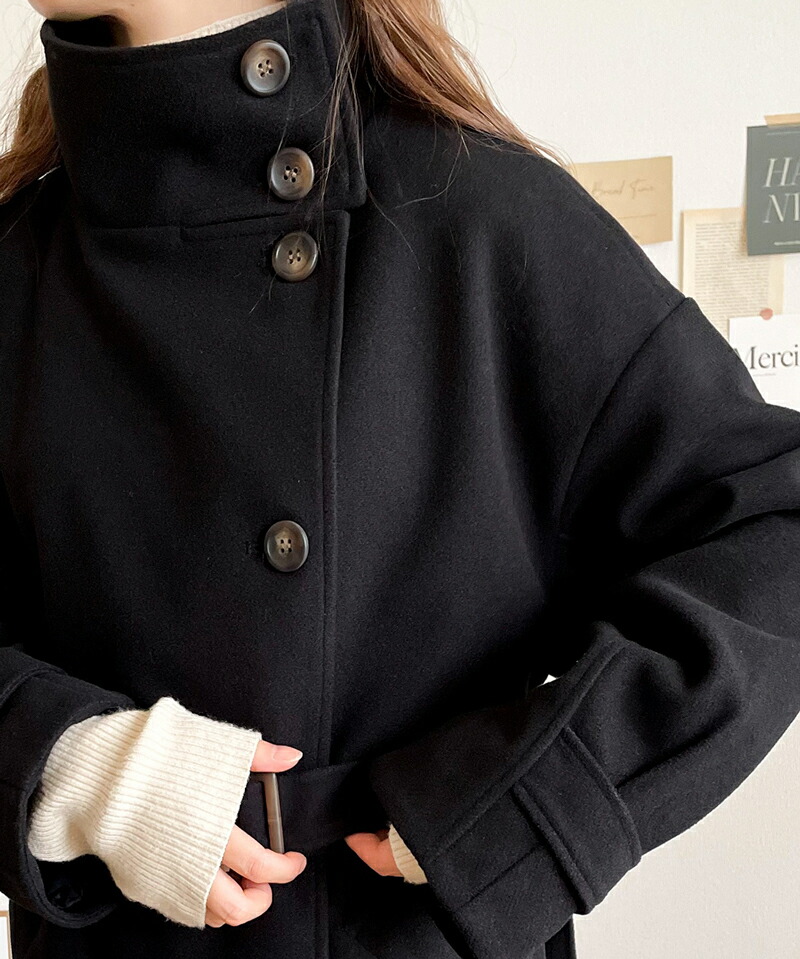 アウター コート レディース ロング丈 ニット モッサ スタンド 2way カラー ロングコート ゆったり オーバーシルエット 保温 厚手 暖か | classicalelf | 15