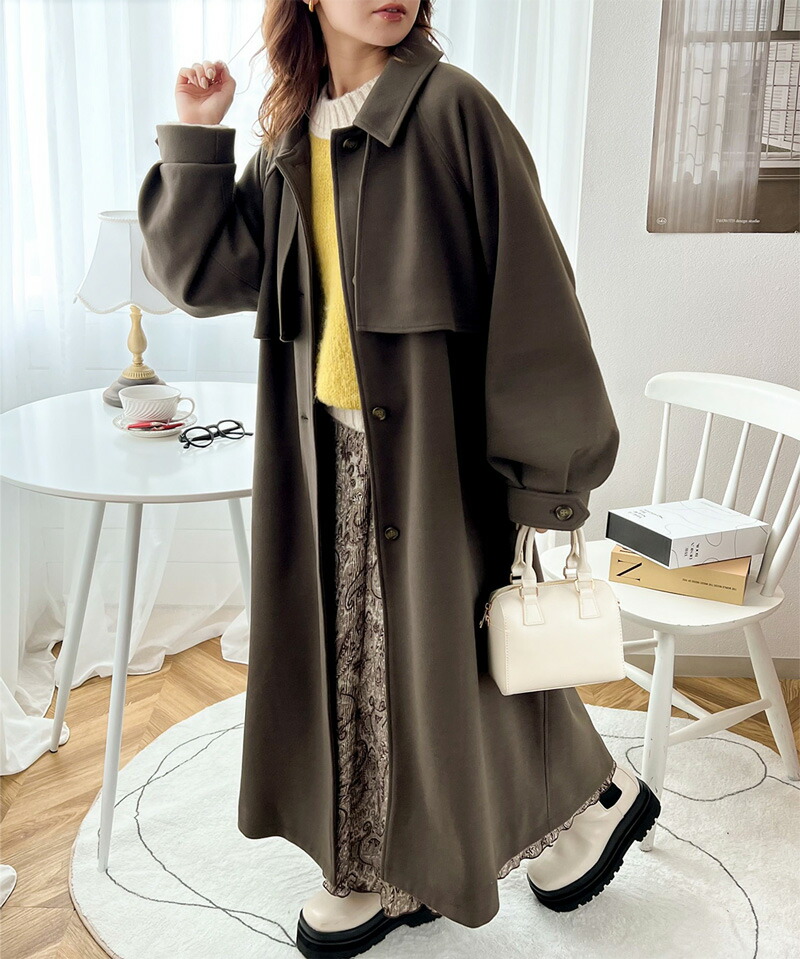 コート ジャケット レディース トレンチコート 2way スタンドカラー ボリュームスリーブ ニット モッサ ウエストベルト きれいめ 羽織り | classicalelf | 03