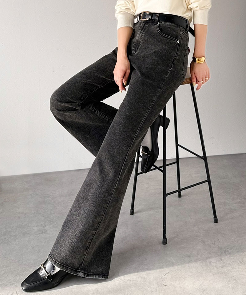 【 クラシカルエルフ classical elf 】 デニムパンツ レディース ストレッチ ボトムス パンツ フレア 大人キレイ フレアシルエット ビンテージ感 | classicalelf | 03