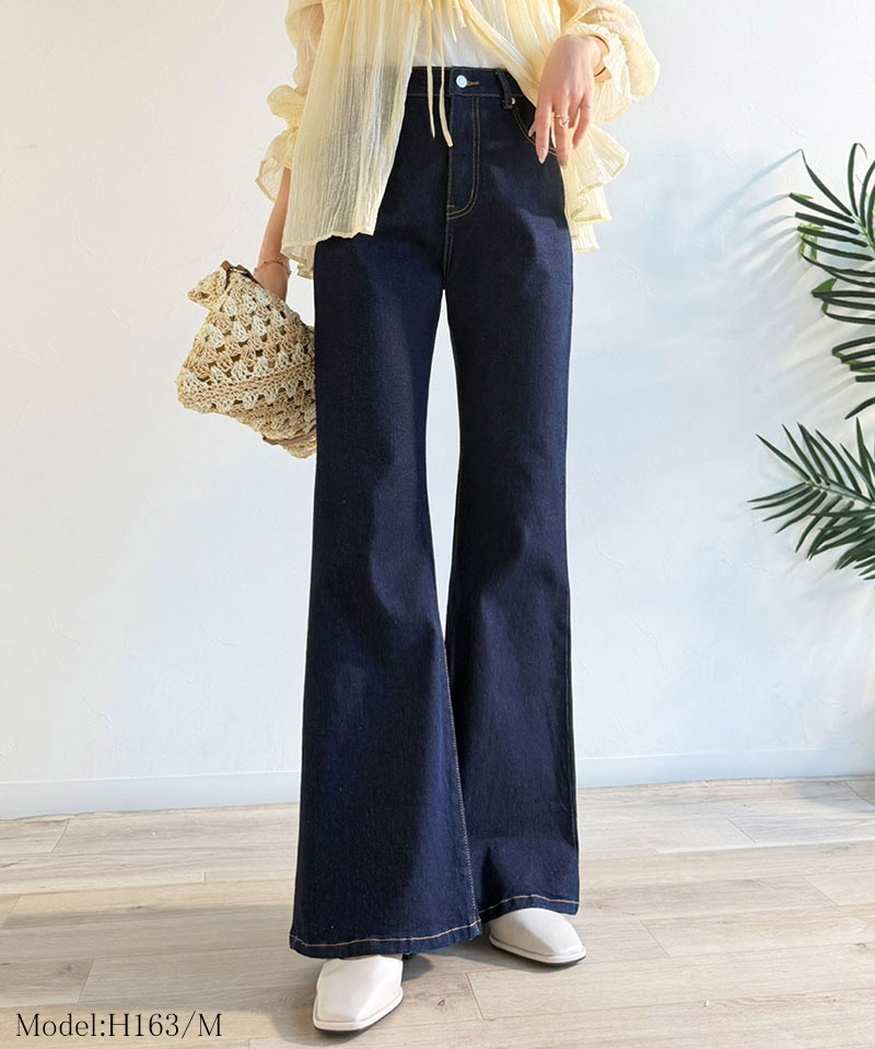 【 クラシカルエルフ classical elf 】 デニムパンツ レディース ストレッチ ボトムス パンツ フレア 大人キレイ フレアシルエット ビンテージ感 | classicalelf | 06