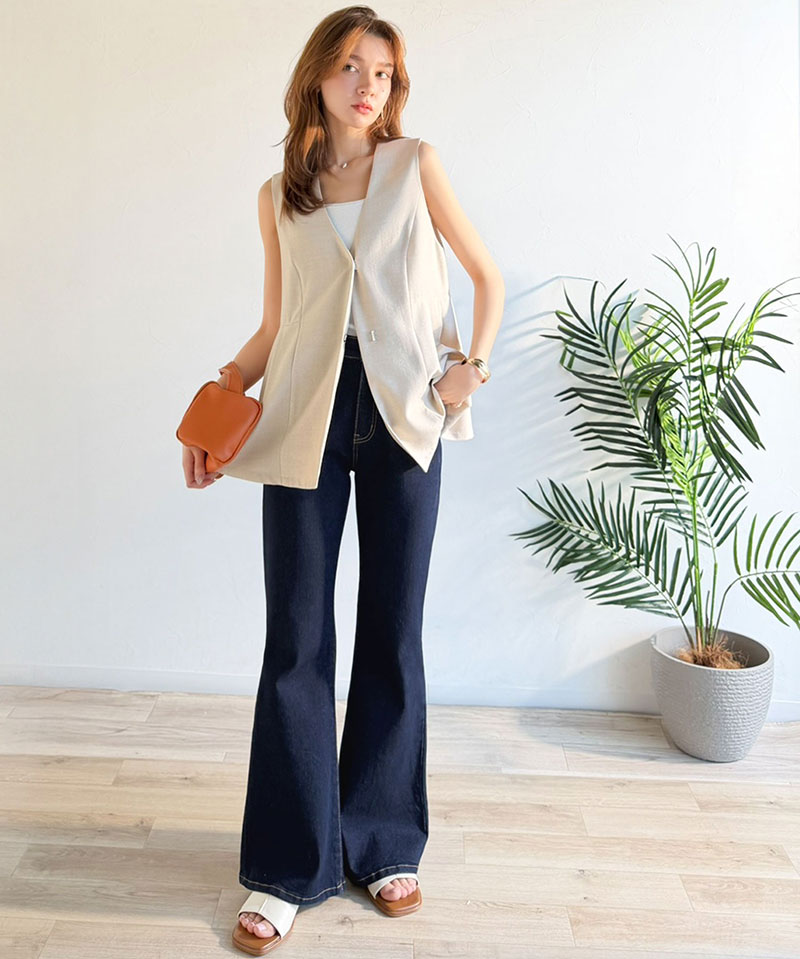 【 クラシカルエルフ classical elf 】 デニムパンツ レディース ストレッチ ボトムス パンツ フレア 大人キレイ フレアシルエット ビンテージ感 | classicalelf | 09