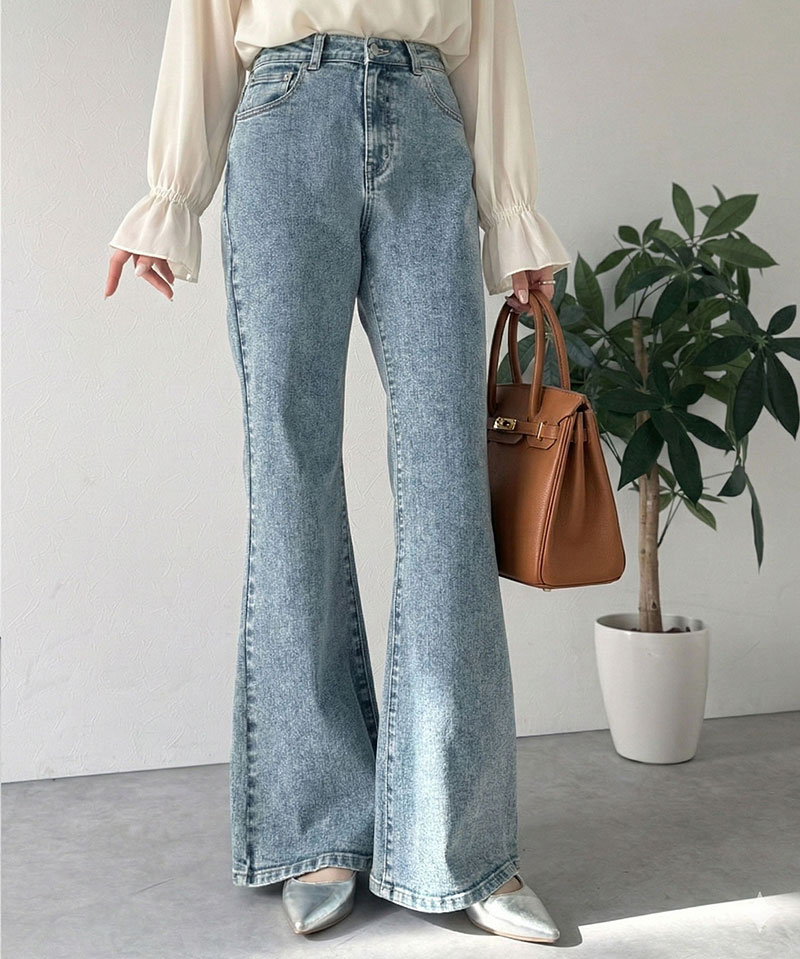 【 クラシカルエルフ classical elf 】 デニムパンツ レディース ストレッチ ボトムス パンツ フレア 大人キレイ フレアシルエット ビンテージ感 | classicalelf | 13