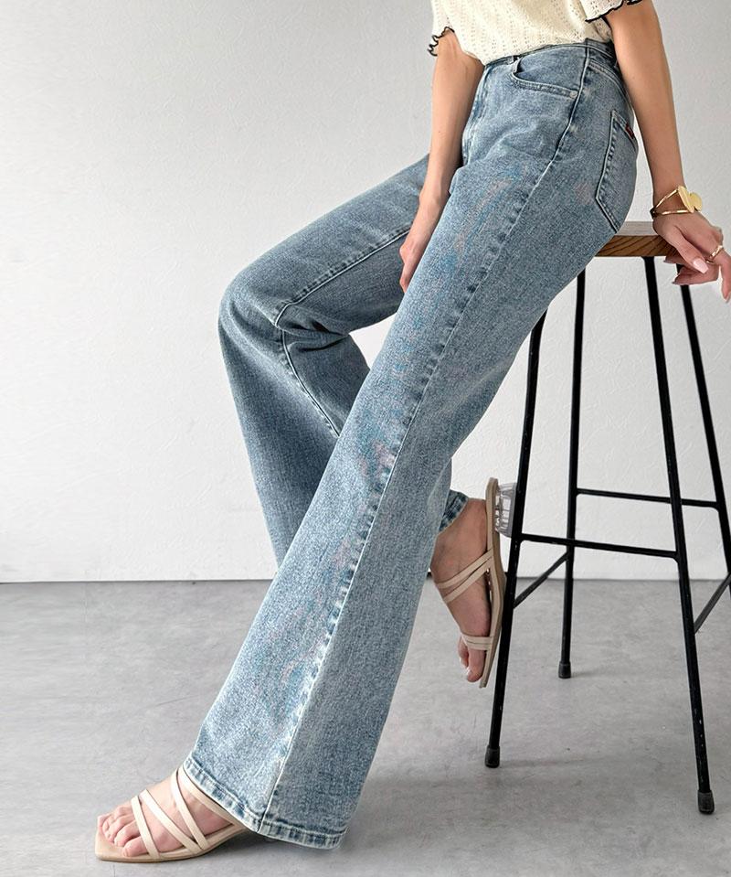 【 クラシカルエルフ classical elf 】 デニムパンツ レディース ストレッチ ボトムス パンツ フレア 大人キレイ フレアシルエット ビンテージ感 | classicalelf | 14