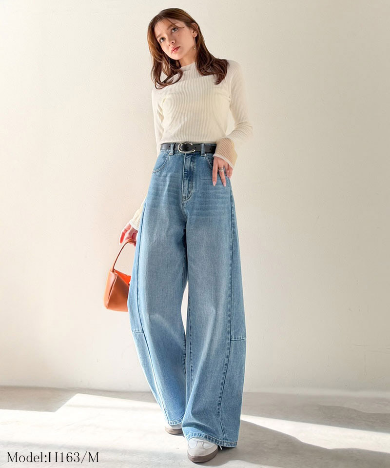 【 クラシカルエルフ classical elf 】 【楽ちん♪ ウエスト ゴム 入り】 デニムパンツ レディース 大きいサイズ ボトムス パンツ カーブライン | classicalelf | 02