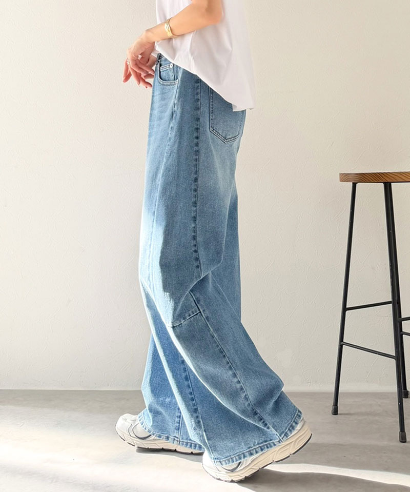 【 クラシカルエルフ classical elf 】 【楽ちん♪ ウエスト ゴム 入り】 デニムパンツ レディース 大きいサイズ ボトムス パンツ カーブライン | classicalelf | 03